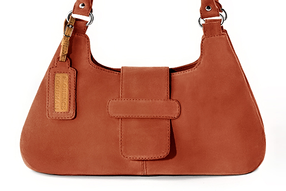 Dress handbag in terracotta orange leather - Profile view
